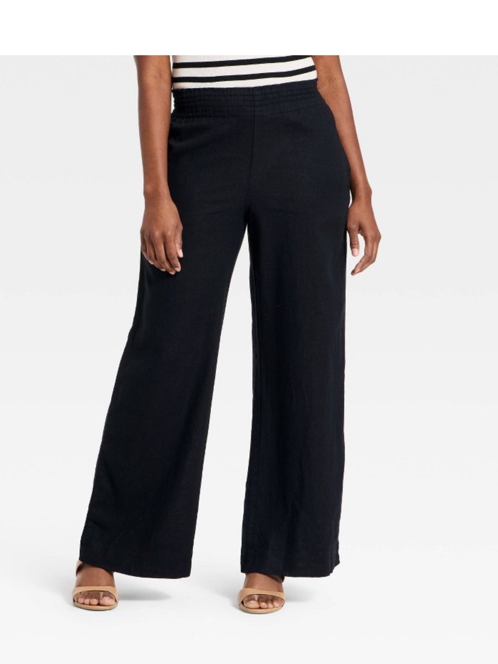 Women’s High Rise Linen Wide Leg Pull On Pants M
